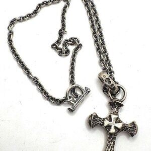 Gaboratory 6mm Chain & Quarter Skull T-bar Necklace 925